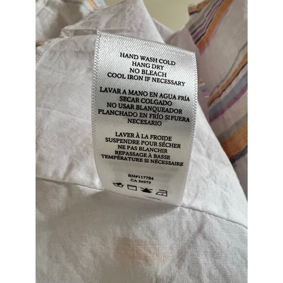 Rails Amellia Dress Merida Stripe Linen Flowy Ruffle Tiered Smocked Waist Small - Picture 10 of 12